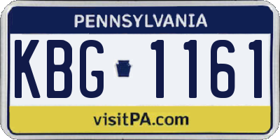 PA license plate KBG1161