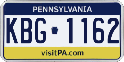 PA license plate KBG1162