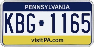 PA license plate KBG1165