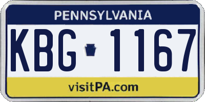 PA license plate KBG1167