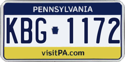 PA license plate KBG1172