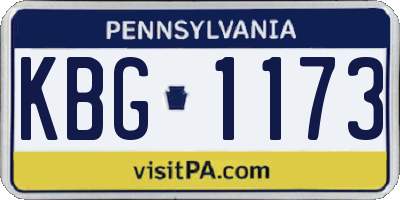 PA license plate KBG1173