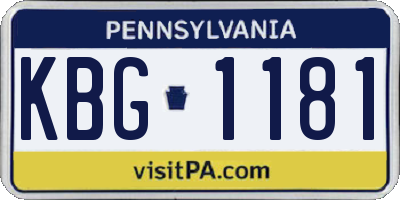 PA license plate KBG1181