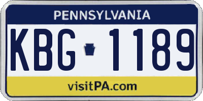 PA license plate KBG1189