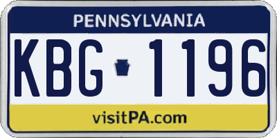 PA license plate KBG1196