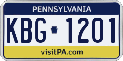 PA license plate KBG1201