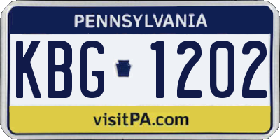 PA license plate KBG1202