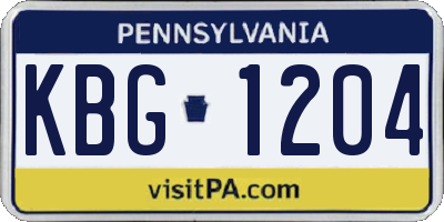 PA license plate KBG1204