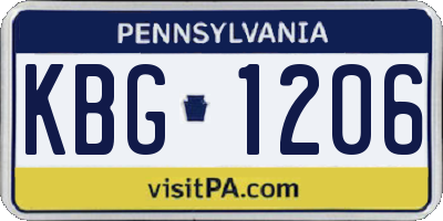 PA license plate KBG1206