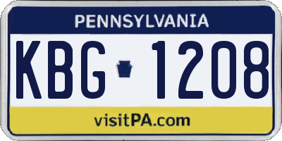 PA license plate KBG1208