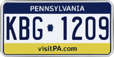 PA license plate KBG1209