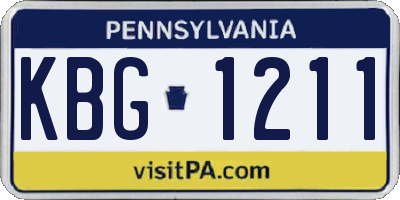 PA license plate KBG1211