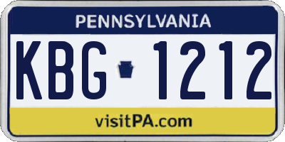 PA license plate KBG1212