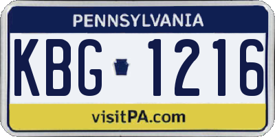 PA license plate KBG1216