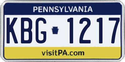 PA license plate KBG1217