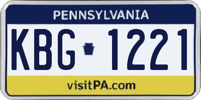 PA license plate KBG1221