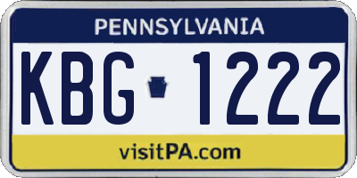 PA license plate KBG1222