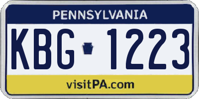 PA license plate KBG1223