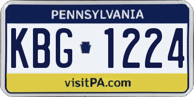 PA license plate KBG1224