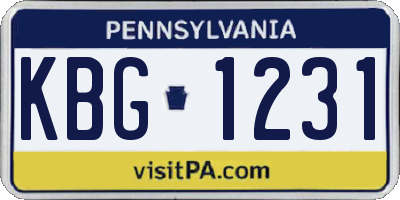 PA license plate KBG1231