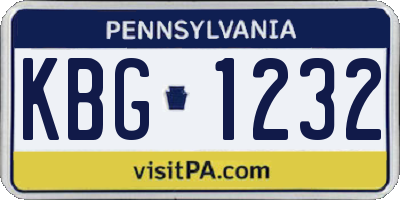 PA license plate KBG1232