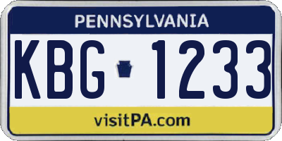 PA license plate KBG1233