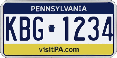 PA license plate KBG1234