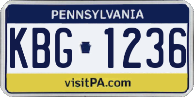PA license plate KBG1236