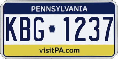 PA license plate KBG1237