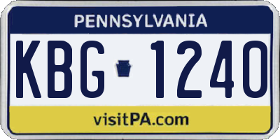PA license plate KBG1240
