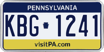 PA license plate KBG1241