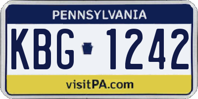 PA license plate KBG1242