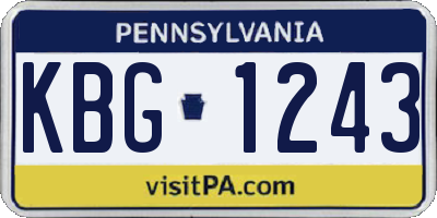 PA license plate KBG1243