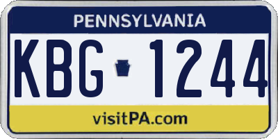 PA license plate KBG1244