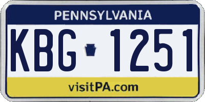 PA license plate KBG1251