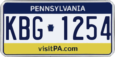 PA license plate KBG1254