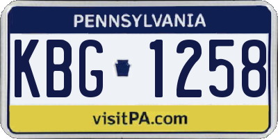 PA license plate KBG1258