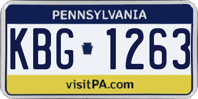 PA license plate KBG1263