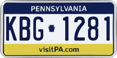 PA license plate KBG1281