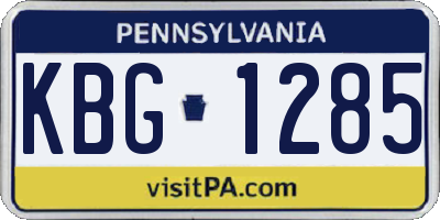PA license plate KBG1285