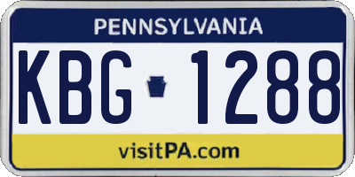 PA license plate KBG1288