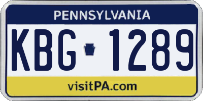 PA license plate KBG1289