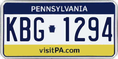 PA license plate KBG1294