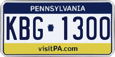 PA license plate KBG1300