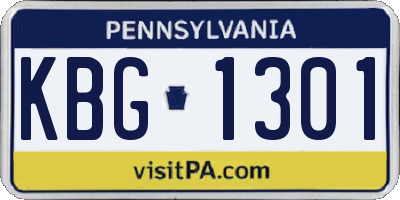 PA license plate KBG1301