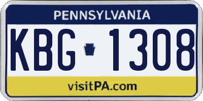 PA license plate KBG1308