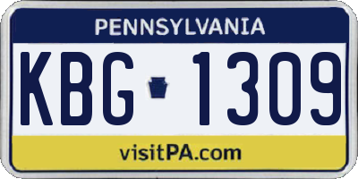 PA license plate KBG1309