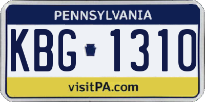 PA license plate KBG1310