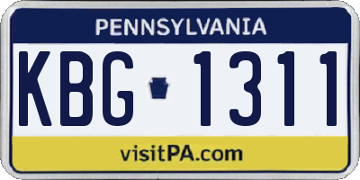 PA license plate KBG1311