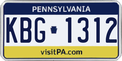 PA license plate KBG1312
